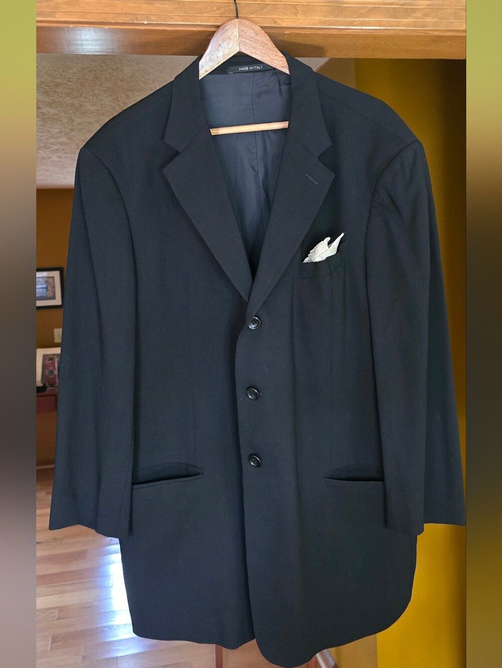 Armani Collezioni Blazer 44R Black Wool 3 Button Sport Coat Jacket